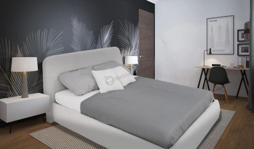 Tapicerowane dwuosobowe łóżko szary welur Marcos Jasno-szary 140cm